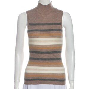 Theory striped mock neck sleeveless top